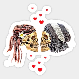 Lovers skeletons, lovers, cool skulls, bones, Human anatomy,romance skull, bones Sticker